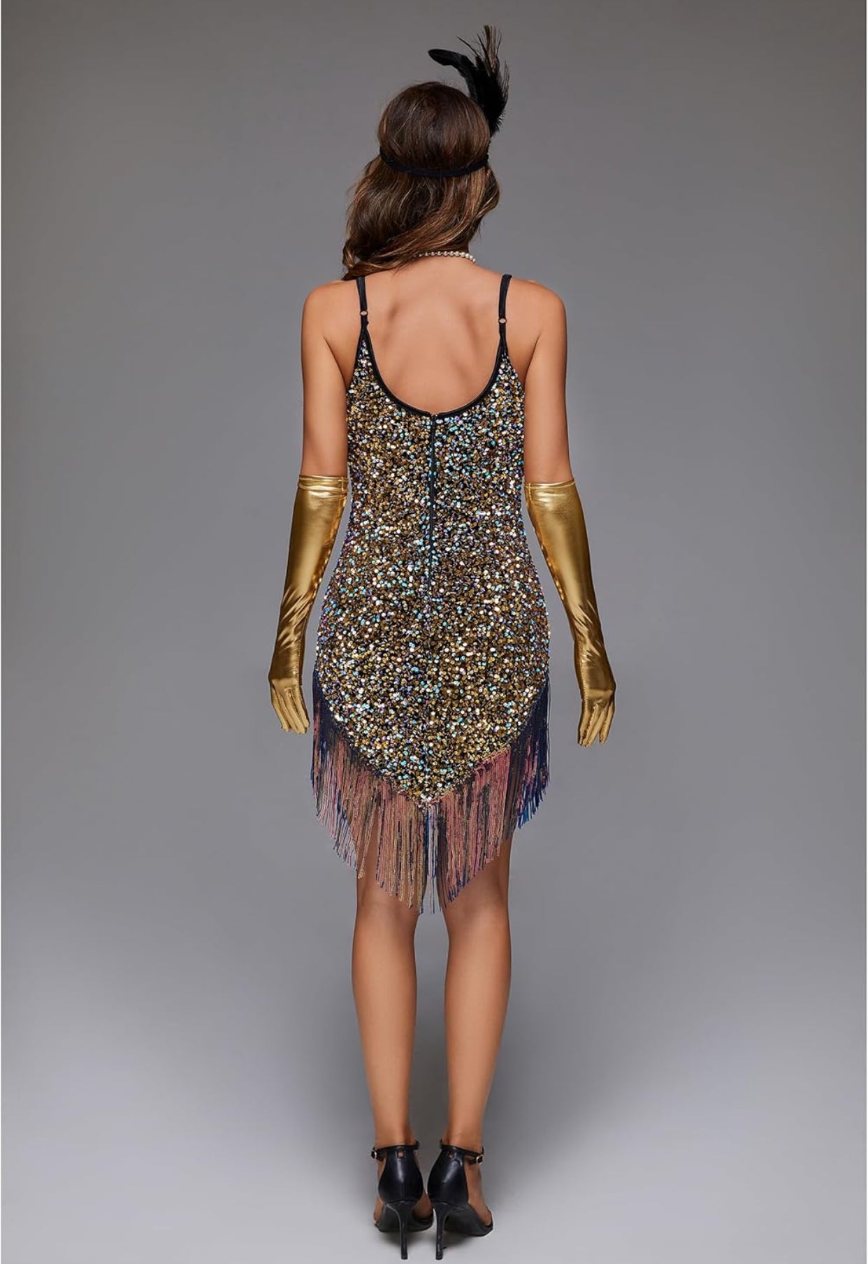 Women's 1920s Flapper Sequin Fancy Costume Dress For Great Gatsby Theme Party Dress size S